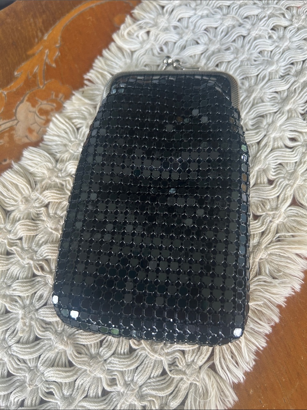 Vintage Black Metal Mesh Eyeglasses Pouch